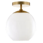 Hudson&Canal - Plafonnier semi-encastré Bartlett de 23 cm de large avec abat-jour en verre - Laiton/blanc laiteux-Design moderne et contemporain pour votre entrée, votre foyer ou votre cuisine