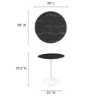 Modway - Lippa Rond de 28 po Faux marbre Table à manger, Blanc Noir-Table en marbre artificiel