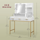 HOMCOM - Coiffeuse avec miroir et lumières - 38,6 po L x 17,7 po l x 54,3 po H - blanc-Glissières en acier pour tiroirs permettant une utilisation fluide sans accroc 