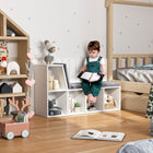 HOMCOM - Bibliothèque avec coin lecture - gris-Matériau : panneau de particules, lin (100 % polyester), mousse 