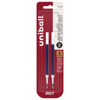 uni-ball - Stylos à gel rétractables 207 - 0,7 mm - bleu - paquet de 2-Stylos gel