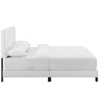 Modway - Melanie Bouton à touffe Tissu rembourré Lit de plateforme King, Blanc-Cadre en bois/lattes LVL/Tête de lit en MDF