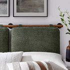 Modway - Anela Fixé au mur Chenille recouverte Tête de lit King Size, Noyer sauge-Rubber Bar