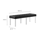 Modway - Loft Touffe Cuir végane Banc - Argent noir-Rembourrage en cuir végane