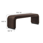 Modway - Koda Performance Velvet Banc long de la chute d’eau - Brun chocolat noir-Conception des cascades