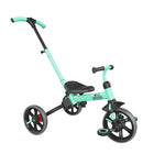 Yvolution - Yvelo Flippa Tricycle - Vert-Mode Tricycle Poussé, Dans ce mode, le tricycle est équipé d'une poignée pour faciliter la poussée par un parent ou un accompagnant. La poignée permet de contrôler la direction, offrant une expérience de conduite sûre, stable et agréable pour les jeunes enfants et leurs parents.