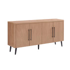 Manhattan Comfort - Jodie 64,6 po Buffet Moderne d’Inspiration Mid-Century - Érable-Poignées noires sophistiquées en métal
