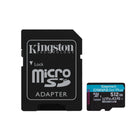 Kingston - 512 Go Canvas Go! Plus MicroSD Carte Avec Adaptateur-Transferts plus rapides jusqu’à 200 Mo/s1