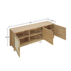 Manhattan Comfort - Meuble TV Sheridan 62,99 po style Mid-Century Modern - Nature-Comprend 3 portes à fermeture douce avec 6 compartiments dissimulés