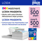 Brother - LC504MS Cartouche d’encre magenta authentique à rendement standard-Les cartouches d’encre magenta à rendement standard LC504MS authentiques de Brother offrent des résultats fiables et constants