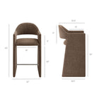 Modway - Talia 41 pouces Tissu rembourré Tabouret de bar - Moka-Conception du canon arrière courbé