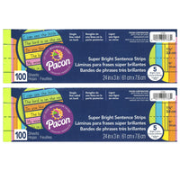 Pacon - Phrase Bandes, Assortiment 5 Couleurs, 1-1/2 po Gouverné 3 po x 24 », 100 Bandes Par Paquet, 2 Paquets-Parfait pour l'enseignement de la structure des phrases