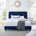 Modway - Celine Chenal Touffé Performance Velvet Lit de plateforme complet, Marine-Pieds en bois massif