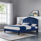 Modway - Daisy Performance Velvet Lit de plateforme complet, Marine-Tête de lit touffée en canal