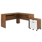 Modway - Envision Bois Ensemble de bureau et d’armoire à dossiers - Blanc noyer-Bureau de bureau et classeur