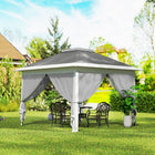 Outsunny - Gazébo pliant 11 pi l x 11 pi L avec double toit et sac de transport - Gris foncé-Le toit est équipé de trous de drainage pour éviter l'accumulation d'eau