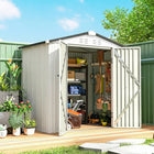 Outsunny - Abri de jardin extérieur 6,5 pi x 4 pi, argent-blanc-Le cadre en acier galvanisé et les panneaux revêtus offrent une protection solide par tous les temps 
