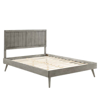 Modway - Alana Bois Lit à plateforme complet avec pieds écartés, Gris-Cadre complet de plate-forme