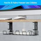 ShoppingAll - Plateau de rangement de câbles sous le bureau avec 10 attaches de câbles - Noir - Paquet de 4-INCLUS - ATTACHES DE CÂBLES: Livré avec attaches de câbles réutilisables pour fixer solidement les fils tout au long du plateau et garder vos câbles bien organisés.
