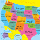 Ashley Productions - ASH95700 Tapis de table Studio Smart Poly Carte des États-Unis - 13" x 19" - Recto seul - Lot de 10-Résistant à l'eau, aucune stratification requise