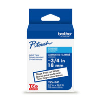 Brother TZe241 Ruban laminé blanc avec texte noir authentique pour étiqueteuses P-touch, 18 mm de largeur x 8 m de longueur-Ruban laminé TZe blanc avec texte noir de 18 mm