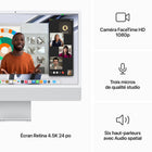 Apple - iMac 24" - Puce Apple M3 - GPU 8 cœurs - 256 SSD - Mémoire unifiée 8 Go - Argent - Anglais-Compatible Avec Vos Apps Préférées – Toutes vos apps favorites s’exécutent en un flash – même Microsoft 365, Adobe Creative Cloud, Zoom et bon nombre d’apps populaires pour iPhone ou iPad