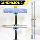 Gritt Commercial - Ensemble professionnel de nettoyage de vitres - Raclette de 14 po - Lave-vitres de 14 po - Perche télescopique de 6 pi - Seau de 3 gallons - Lot de 2-La housse en microfibre absorbante se lave facilement en machine