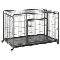 PawHut - Cage pour chien pliable robuste pour chiens très grande taille - 49 po x 30 po x 32 po-Les fils et le cadre sont fabriqués en métal robuste pour une utilisation quotidienne<br> 