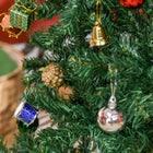 HOMCOM - Arbre de Noël de 6FT support métallique pour intérieur saisonnier vacances-Divers types d'ornements pour le décor pour ajouter du plaisir de vacances 