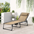 Outsunny - Chaise longue pliante - chaise de bronzage inclinable avec dossier réglable-La maille respirante offre une meilleure expérience de confort