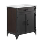 Modway - Steamforge 30" Vanette de salle de bain - Blanc Noir-Meuble de salle de bain industrielle moderne