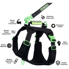 Healthy Harness - Harnais pour chien Supreme Sport - Vert - P-Plusieurs points d'attache pour la laisse : un mousqueton à l'avant pour le dressage, un mousqueton à l'arrière pour les promenades occasionnelles et une poignée robuste pour les urgences