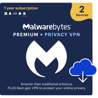 Malwarebytes Premium + Privacy VPN - 2 appareils - Abonnement d'un an - Bilingue [Téléchargement]-Une adresse e-mail valide doit être fournie lors du paiement