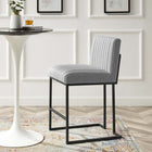 Modway - Indulge Chenal Touffé Tissu Tabouret de comptoir - Gris clair-Rembourrage en tissu doux