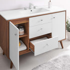 Modway - Transmit Évier simple 48" Vanette de salle de bain - Blanc noyer-Placage en plaques de particules et noyer