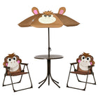 Outsunny - Ensemble de table de pique-nique pliante pour enfants avec chaises motif extérieur jardin terrasse arrière-cour avec parasol - brun-Structure solide composée de tubes métalliques garantissant la sécurité  
