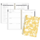 Mead - Agenda hebdomadaire/mensuel jaune minimaliste 2026 - 8-1/2 po H x 5 1/2 po l - jaune - bilingue-Reliure à double spirale