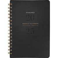 AT-A-GLANCE - Agenda hebdomadaire/mensuel Signature 2025 - 8 1/2 po H x 5 3/4 po l - Noir - Anglais-12 mois avec onglet : janvier 2025 à decembre 2025