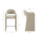 Modway - Talia 41 pouces Tissu rembourré Tabouret de bar - Lin-Conception du canon arrière courbé