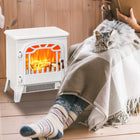 HOMCOM - Foyer électrique portatif sur pied 14 po, 750/1500 W, blanc-Deux modes de chauffage de 750W et 1500W peuvent répondre à toutes les demandes de chaleur  