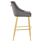 Modway - Discern Performance Velvet Tabouret de bar - Gris-Pieds en acier inoxydable en or brossé