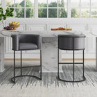 Manhattan Comfort - Cosmopolitan tabouret de comptoir moderne du milieu du siècle de 23,7" en similicuir gris et noir, lot de 3-Cadre en métal durable avec un design géométrique