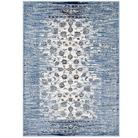 Modway - Chiara Treillis floraux vieillis contemporains Tapis de 5 pi l x 8 pi L - Bleu marocain et ivoire-Tapis à treillis floral vieilli