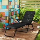 Outsunny - Chaise longue pliante avec coussin - dossier réglable - noir-Design pliable et peu encombrant pour un transport et un rangement rapides