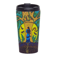 Oscardo - Tasse de voyage avec motif artistique autochtone Femme forte de la Terre de Leah Dorion-Motif d’art autochtone authentique - Met en valeur des œuvres sous licence créées par des artistes des Premières Nations, Inuit et Métis de partout au Canada, célébrant la richesse des cultures autochtones et leur créativité