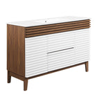 Modway - Render 48" Vanité de salle de bain à un seul lavabo - Blanc Noyer Blanc-Matchs non inclus