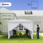Outsunny - Tente de réception d'extérieur pliante 10 pi l x 10 pi L avec sac de transport, blanc vif-Construit avec un cadre en acier revêtu de poudre pour une résistance et une durabilité supérieures