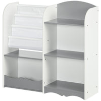 Qaba - Étagère de rangement pour jouets pour enfants - Gris-Dispose de beaucoup d'espace pour ranger des jouets, des livres, des objets de collection et autres 
