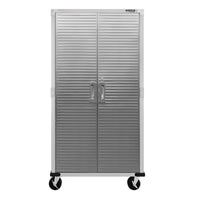 Seville Classics - Armoire de rangement roulante UltraHD - 36 po L x 18 po l x 72 po H - Granite-2 portes verrouillables en acier inoxydable avec loquet magnétique (2 clés incluses)