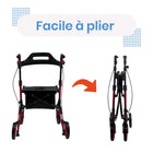 Journey - Déambulateur de mobilité Breeze Rollator - rouge-Les freins verrouillables ajoutent de la sécurité pendant les pauses ou à l’arrêt